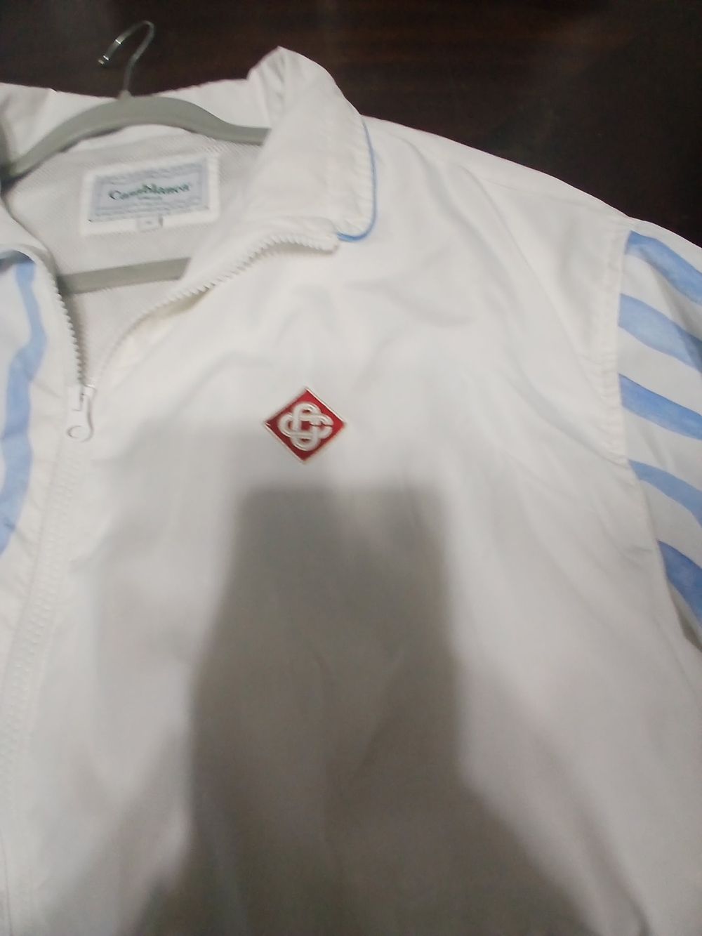 Casablanca Striped Shellsuit Nylon Track Jacket White Blue Mens XL - Picture 11 of 11
